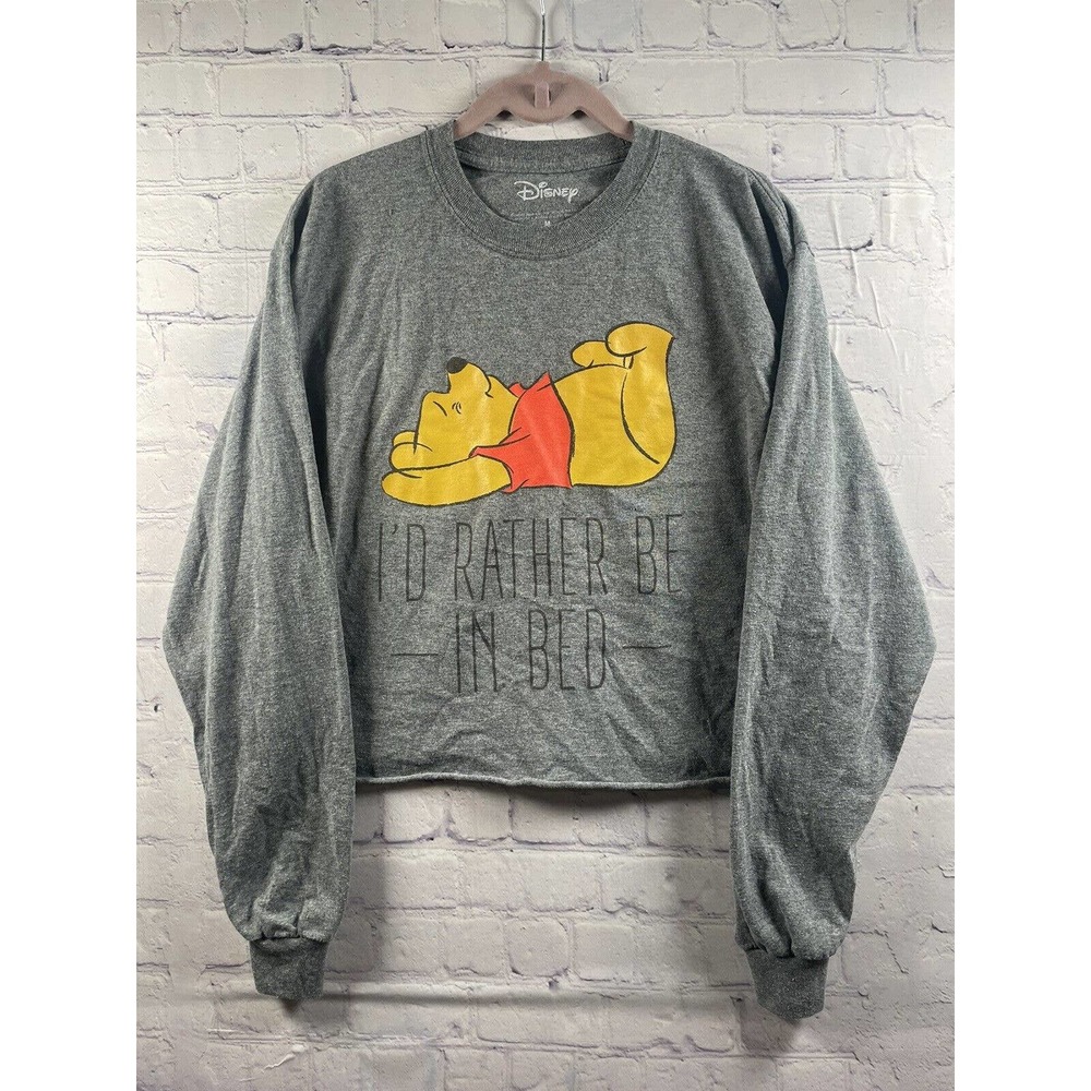 Disney Winnie The Pooh Graphic Long Sleeve Crop Shirt Womens Size Medium